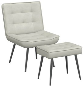 4012335 vidaXL Релаксиращ стол с табуретка Cream Velvet