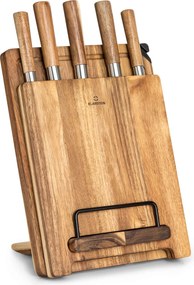 Klarstein Комплект ножове Komaki 8 бр. 5 ножа 3 дъски за рязане Чистачка за ножове Държач за ножове Държач за тава