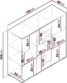 Витрина Vera mini-Черен-Бял лак