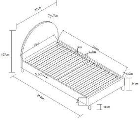 Бяло тапицирано единично легло с решетка 90x200 cm MOON - Vipack