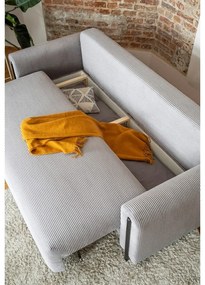 Сив сгъваем/с място за съхранение диван от рипсено кадифе 244 cm Arcadova – ELTAP