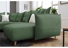 Зелен ъглов разтегателен диван (ляв ъгъл/U) Nessa - Bobochic Paris