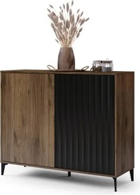 Скрин РИМИНИ К-123 Елегантен Орех/Черно - МОДЕРЕН ШКАФ С НАБРАЗДЕНИ ФРОНТОВЕ