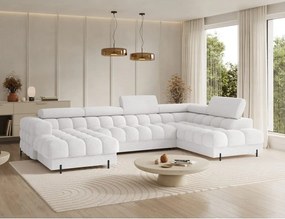 Кремав разтегателен ъглов диван от букле (десен ъгъл U форма) Feraria – ELTAP