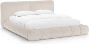 Бежово двойно легло 160x200 cm тапицирано с място за съхранение с включена подматрачна рамка Solange – Micadoni