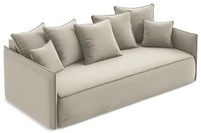 Бежов кадифен разтегателен диван с място за съхранение 225 cm Hula – Makamii