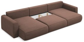 Розов разтегателен ъглов диван с място за съхранение (U форма) Kapua – Makamii