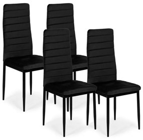 Комплект от 4 елегантни кадифени стола в черно