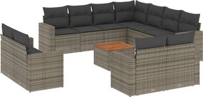 3256718 vidaXL Градински комплект диван с възглавници 12 части сив полиратан