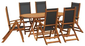 41749 vidaXL Градински трапезен комплект от 7 части, акация масив