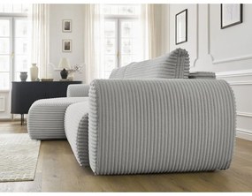 Светлосив разтегателен ъглов диван от рипсено кадифе (ляв ъгъл) Lucien – Bobochic Paris