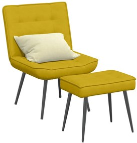 4012333 vidaXL Релаксиращ стол с табуретка Жълто кадифе