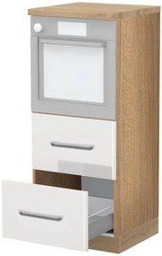 Висок подов шкаф за фурна Modena K14-60-2MB-Walnut - White glossy