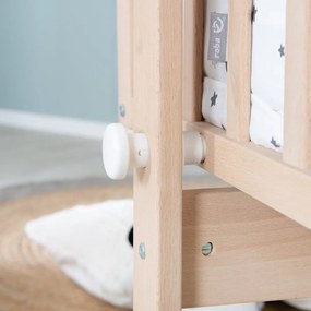 Люлка 40x90 cm от масивен бук на колелца/с балдахин в естествен цвят – Roba