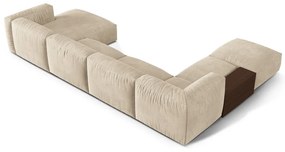 Бежов кадифен модулен ъглов диван (ляв ъгъл/U форма) Martina – Micadoni