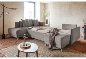 Светлокафяв ъглов диван от велур (ляв ъгъл/U-образна форма) Lazy Lukka - Miuform