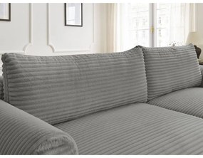 Тъмносив разтегателен ъглов диван от рипсено кадифе (десен ъгъл) Lucien – Bobochic Paris