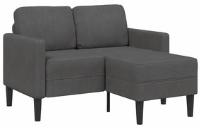 4107077 vidaXL Двуместен диван с шезлонг, L-образен, тъмносив, 125 см, ленен