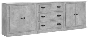3185219 vidaXL Сайдборди, 3 бр, бетонно сиви, инженерно дърво
