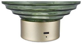 Димируема настолна LED лампа в зелено и златисто със стъклен абажур (височина 14,5 см) Earl - Trio