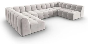 Ъглов диван от светлосиво кадифе (U-образен) Kendal - Micadoni Home