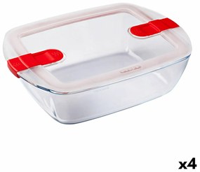 Херметическа Кутия за Обяд Pyrex Cook &amp; Heat 2,5 L Прозрачен Cтъкло (4 броя)