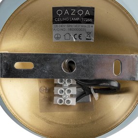 Таванна лампа в стил Арт Деко месинг с синьо стъкло - Pallon