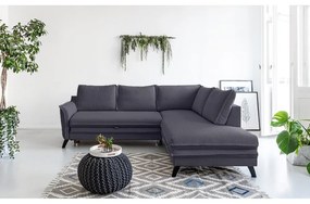 Антрацитен ъглов разтегателен диван десен ъгъл Charming Charlie - Miuform