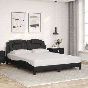 3208103 vidaXL Рамка за легло Viana без матрак, черна, 160x200 см, изкуствена кожа