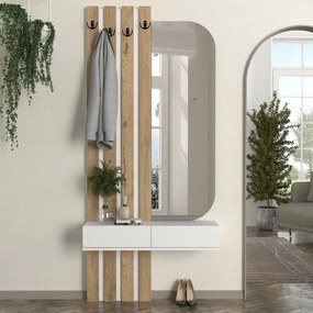 Меламинов закачалка Reyas в бял - цвят сепет дъб 90x27x205.6см.