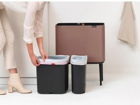 Кош за боклук Brabantia Bo Touch 1008856, 11+23 л, Плавно и безшумно отваряне, Голям отвор, Сатенено покритие, Кафяв