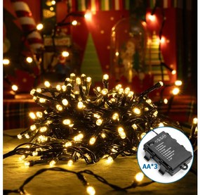 Aigostar LED външен коледен гирлянд 200 LED, 8 функции, 10,3м, IP44, топло бяло
