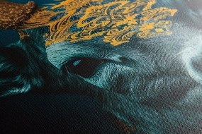 Картина на платно – Синьо-златен елен