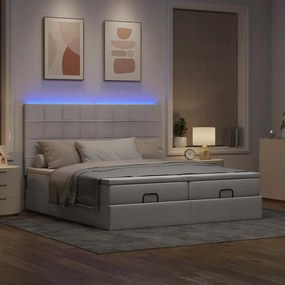 3314552 vidaXL Османска легло с матрак и LED, таупе, 200x200 см, плат