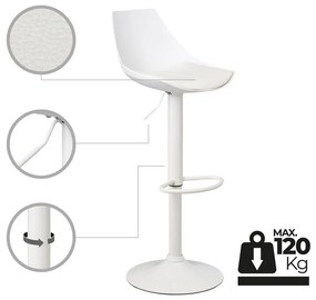 Бели бар столове в комплект от 2 бр. с регулируема височина от имитация на кожа (височина на седалката 56,5 cm) – Casa Selección