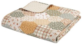 Жълто-бежово капитонирано покривало за легло 220x230 cm Floral Patchwork – Catherine Lansfield
