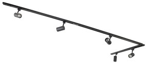 Модерна релсова осветителна система с 5 прожектора черна 1-фазна - Iconic Jeana