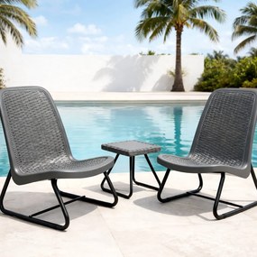 Градинско обзавеждане за балкон сиво - комплект 2 стола + маса