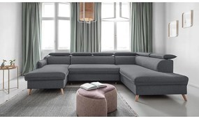 Тъмносив U-образен разтегателен диван, десен ъгъл Sweet Harmony - Miuform