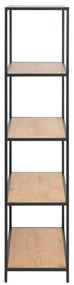 Черна/естествена библиотека от декор от дъб 77x150 cm Seaford – Actona