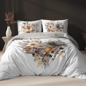 Бяло памучно спално бельо с деликатно флорално сърце 3 časti: 1ks 200x220 + 2ks 70x80