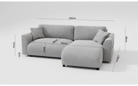 Светлосив кадифен ъглов диван (променлив) Lorine – Ropez
