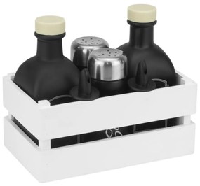 Horecano - Стъклен оливерник от 5 части в дървена бяла касетка OLD FASHIONED-BLACK-(HC-54443)