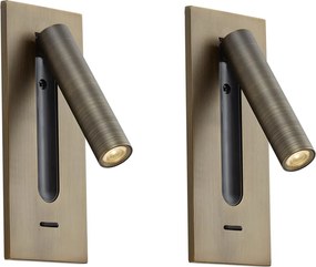 Комплект от 2 модерни стенни лампи тъмен бронз с LED - Plaza