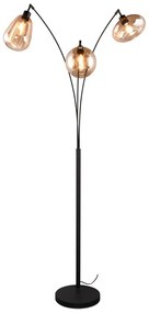 Черно-оранжева подова лампа със стъклен абажур (височина 200 cm) Lumina - Trio