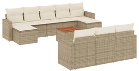 3224343 vidaXL Градински диван с възглавници, 11 части, бежов полиратан