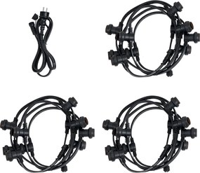 Свързващи се черни гирлянди с щепсел 18 м вкл. E27 P45 30 лампи IP44 - Lubber