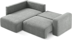 Сив шенилов сгъваем/с място за съхранение ъглов диван (ляв ъгъл/L форма) Kona – Makamii