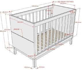 Бяло детско креватче от масивен бор 60x120 cm Eva – Vipack