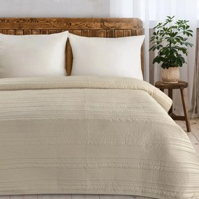 Елегантна покривка за легло TARA от матирана тъкан с ватиран десен - бежово Ширина: 220 см | Дължина: 240 см